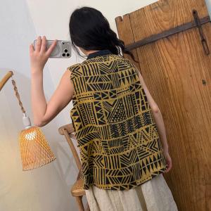 Artistic Patterns Yellow Linen Hemp Tank