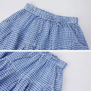 Elastic Tie Waist Plaid Relaxed Fit A Line Midi Skirt