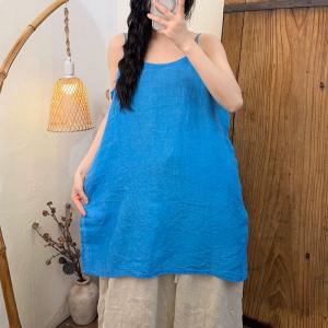 Crew Neck Linen Summer Midi Camisole