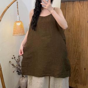 Crew Neck Linen Summer Midi Camisole