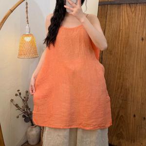 Crew Neck Linen Summer Midi Camisole