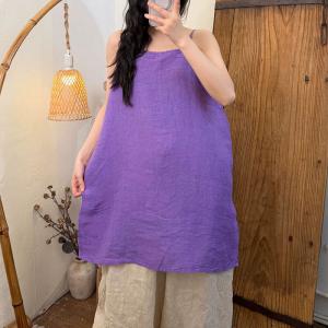 Crew Neck Linen Summer Midi Camisole