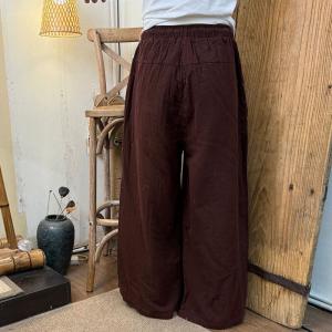 Flowers Drawstring Long Cotton Wide Leg Pants