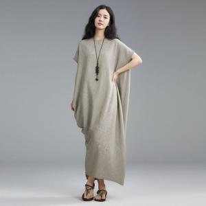 Asymmetrical Linen Maxi Caftan Dress