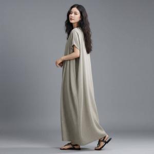 Asymmetrical Linen Maxi Caftan Dress