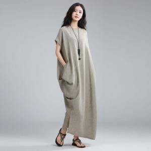 Asymmetrical Linen Maxi Caftan Dress