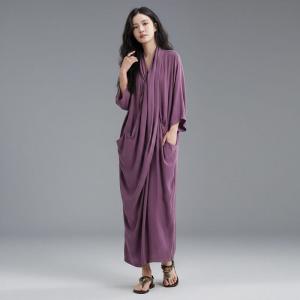Pleated Silky Front Cross Maxi Dress