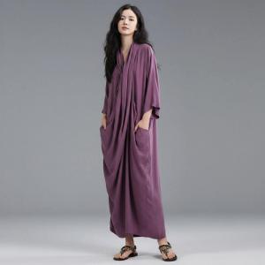 Pleated Silky Front Cross Maxi Dress