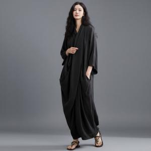 Pleated Silky Front Cross Maxi Dress