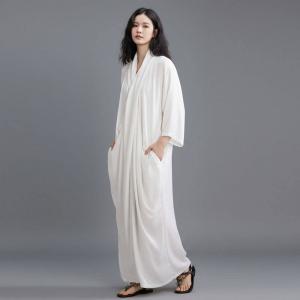 Pleated Silky Front Cross Maxi Dress
