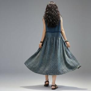 White Dots Blue Denim Sundress