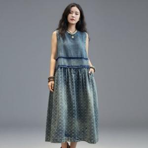 White Dots Blue Denim Sundress