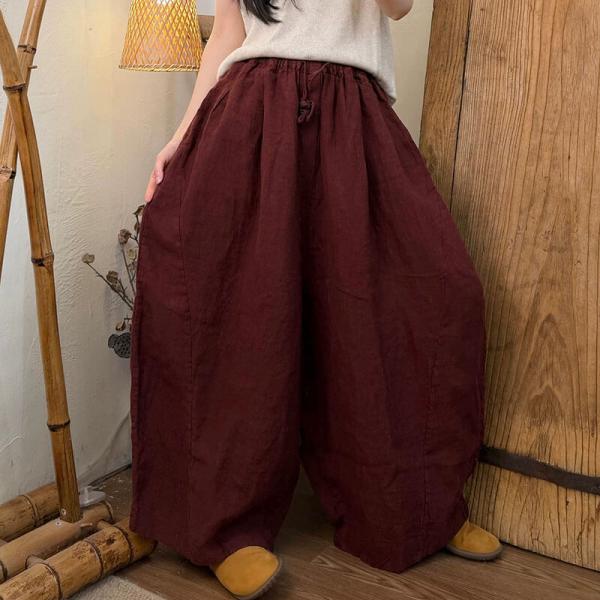 Casual 100% Linen Solid Color Dark Red Green Coffee comfy petite conservative rustic cottagecore slouchy baggy lazy day 