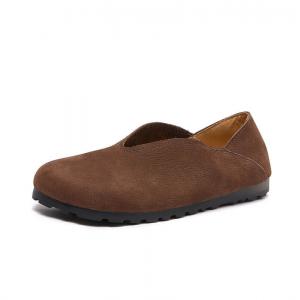 Round Toe Cowhide Lazy Day Slip-On Flats