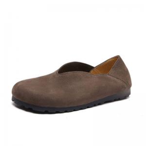 Round Toe Cowhide Lazy Day Slip-On Flats