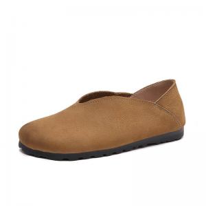 Round Toe Cowhide Lazy Day Slip-On Flats