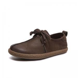 Cozy Leather Tied Casual Mom Flats