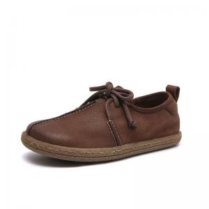 Cozy Leather Tied Casual Mom Flats