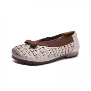 Boho Style Cowhide Bowknot Weave Flats