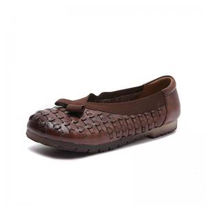 Boho Style Cowhide Bowknot Weave Flats