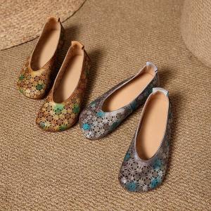 Hollow Out Breathable Leather Elegant Mary Jane Flats