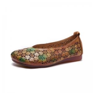 Hollow Out Breathable Leather Elegant Mary Jane Flats