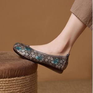 Hollow Out Breathable Leather Elegant Mary Jane Flats