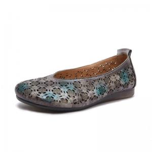 Hollow Out Breathable Leather Elegant Mary Jane Flats