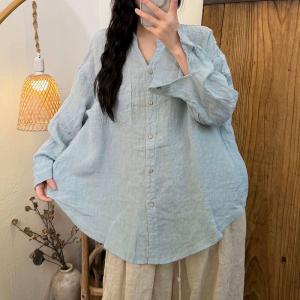 Lazy Day Plain Linen Ladies Shirt