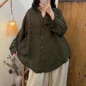 Lazy Day Plain Linen Ladies Shirt