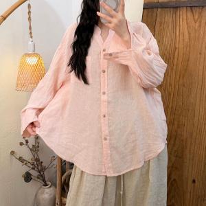 Lazy Day Plain Linen Ladies Shirt