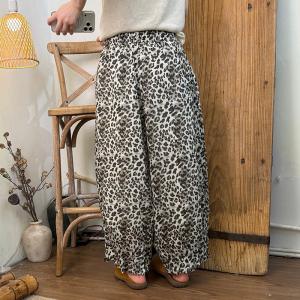 Leisure Comfy Patterned Ramie Balloon Pants for Women
