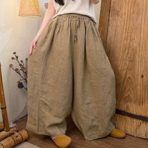 Solid Colors Cozy Linen Palazzo Pants