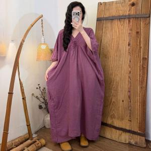 Rose Applique Ramie Tencel Maxi Dress