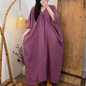 Rose Applique Ramie Tencel Maxi Dress