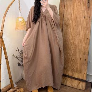 Rose Applique Ramie Tencel Maxi Dress