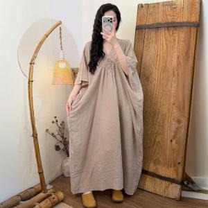 Rose Applique Ramie Tencel Maxi Dress