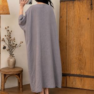 Rose Applique Ramie Tencel Maxi Dress