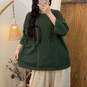 Fringed Pocket Cotton Casual T-Shirt