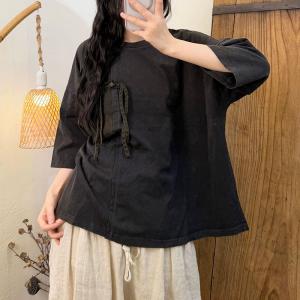 Fringed Pocket Cotton Casual T-Shirt