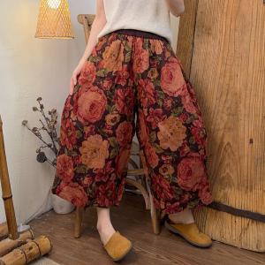 Organic Ramie Summer Printed Ankle Pants