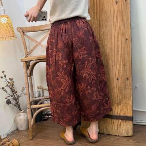 Organic Ramie Summer Printed Ankle Pants
