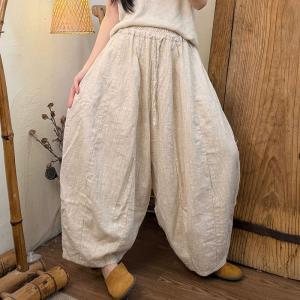 Summer Chic Comfort Linen Large Curved Pants