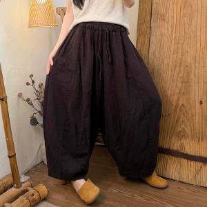 Summer Chic Comfort Linen Large Curved Pants