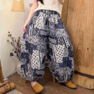 Ethnic Totem Patterns Linen Balloon Pants