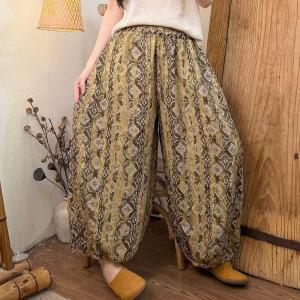 Ethnic Totem Patterns Linen Balloon Pants