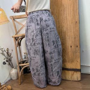 Casual Comfy Printed Ramie Beach Pants