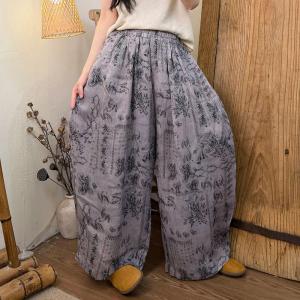 Casual Comfy Printed Ramie Beach Pants