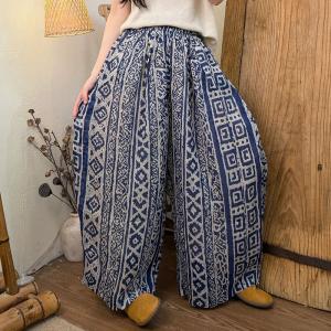 Casual Comfy Printed Ramie Beach Pants