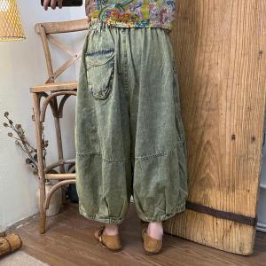 Color Fading Stone Wash Barrel Jeans for Women